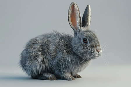 一只灰色的兔子图片
