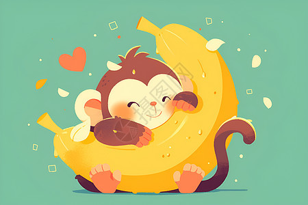 快乐猴子和香蕉图片
