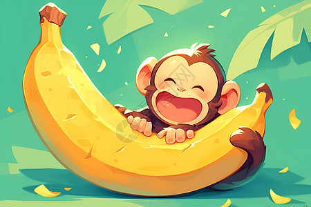 欢快小猴子和大香蕉图片