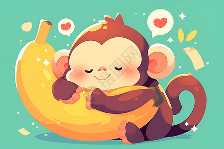 猴子拥抱香蕉图片