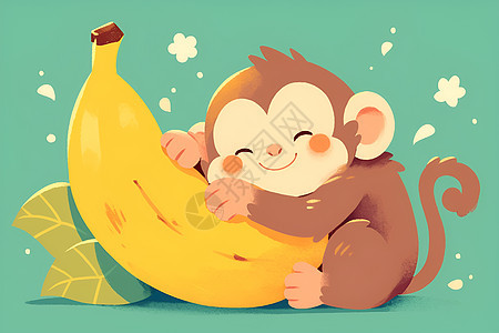 快乐的猴子拿着香蕉图片