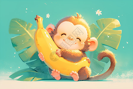 猴子拿着香蕉图片