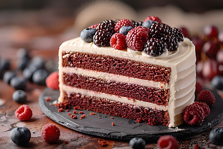 蓝莓蛋糕的美味诱惑图片