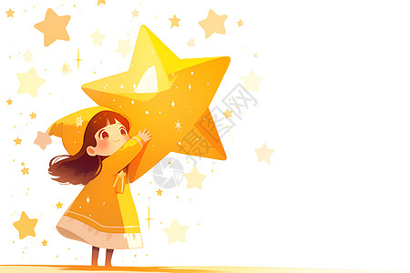 魔幻少女与黄色星星图片
