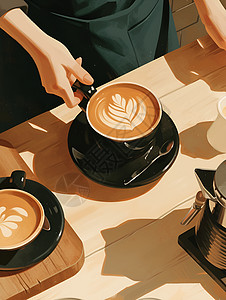 咖啡师调制咖啡图片