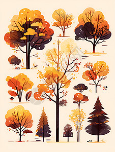 各种形状的树木图片