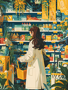 超市购物的女人图片