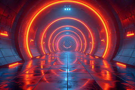 拱门隧道里的霓虹灯图片