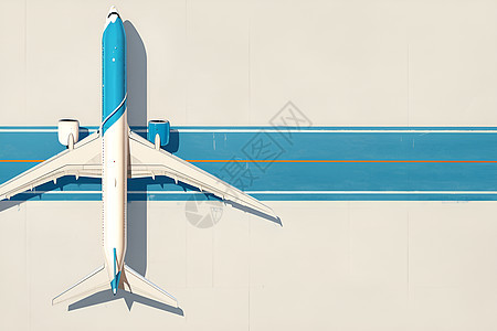 地面上的蓝白飞机图片