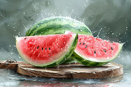 清凉夏日的西瓜图片