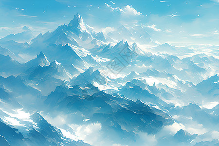 云雾缭绕绚丽的雪山图片