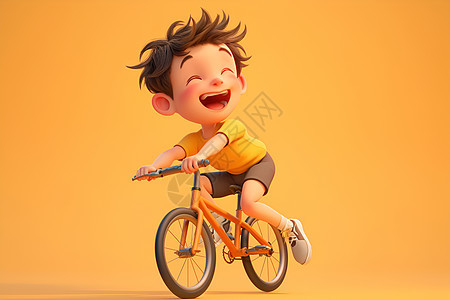快乐骑行的男孩图片