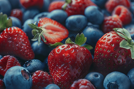 草莓和蓝莓水果图片