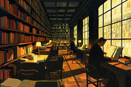 图书馆中一位男子图片