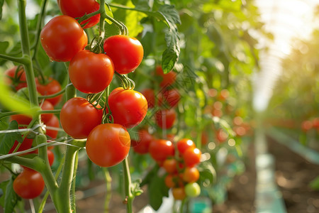 温室里的一丛番茄图片