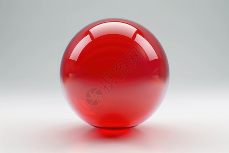 白色背景上的红色玻璃球图片