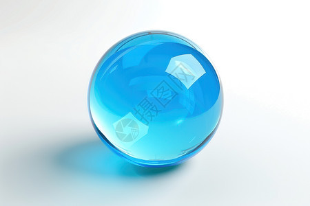 蓝色玻璃球在白色表面上图片