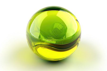 绿色玻璃球在白色背景下图片
