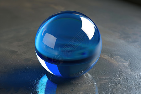 蓝色玻璃球的倒影图片