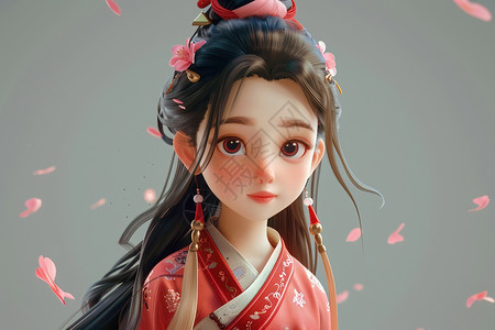 复古少女插画图片