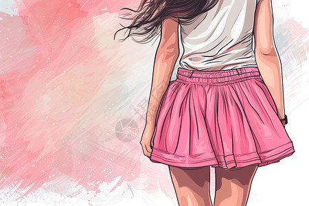 少女美丽的粉色裙子图片