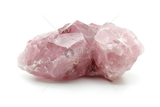 粉色岩石与白色背景的水晶立体派插画图片