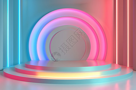 流光溢彩的圆形灯光展台图片