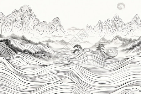 线条波浪和山脉图片