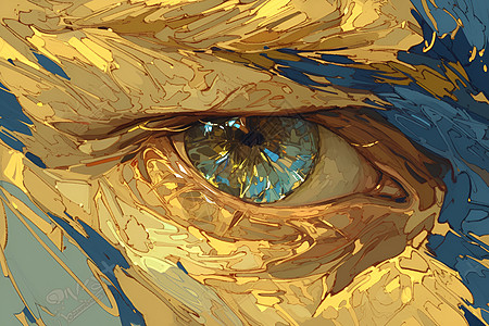 抽象油画中的眼睛图片