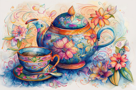 茶壶和杯子图片