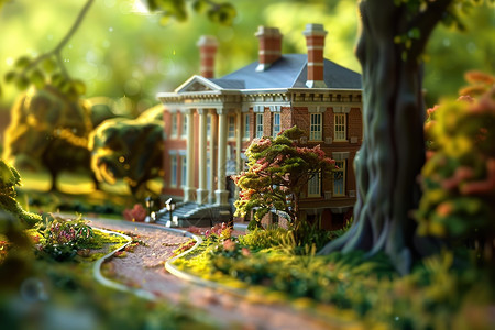 小房子花园模型图片