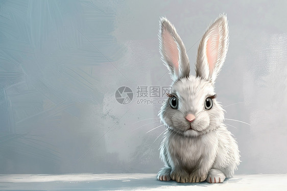 灰色背景下的兔子图片