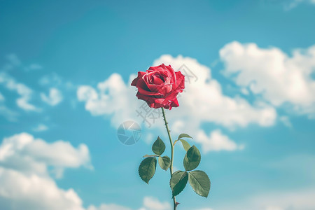 红玫瑰与蓝天图片