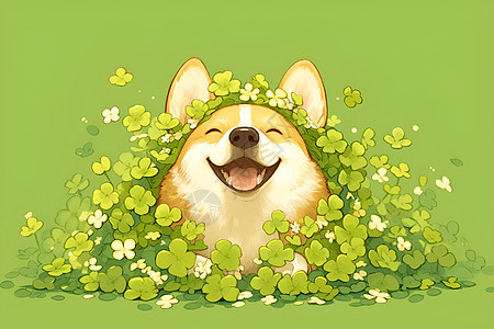 草丛中的快乐小狗图片