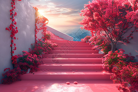 粉色的美丽阶梯图片