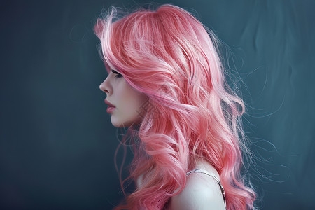粉色长发的女性图片