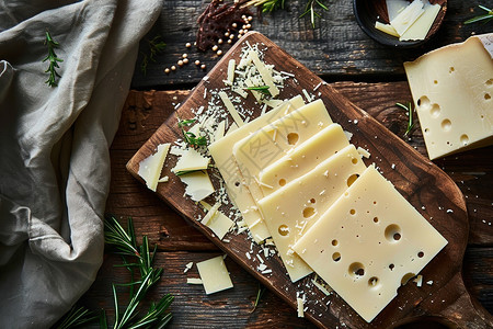 切菜板上的奶酪图片