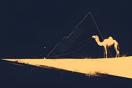 孤独夜行的骆驼图片