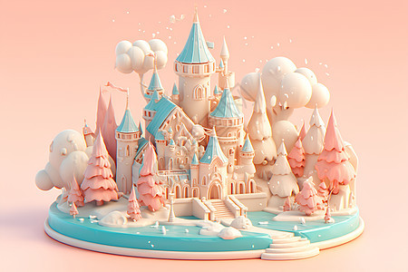 粉红色的梦幻城堡图片