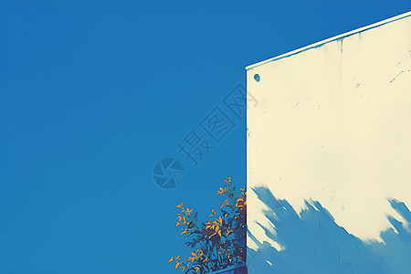 白色建筑和蓝色天空图片