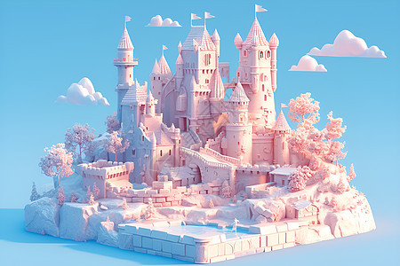 粉色土制城堡图片