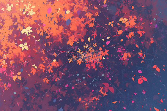 色彩斑斓的秋天树叶图片