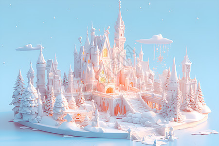 梦幻粉色冰雪城堡图片