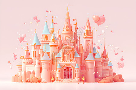 童话世界中的粉色陶土城堡图片