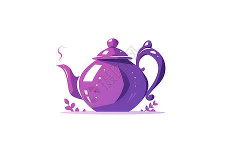 紫色茶壶插画图片