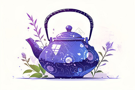 紫色茶壶的简单矢量图形图片