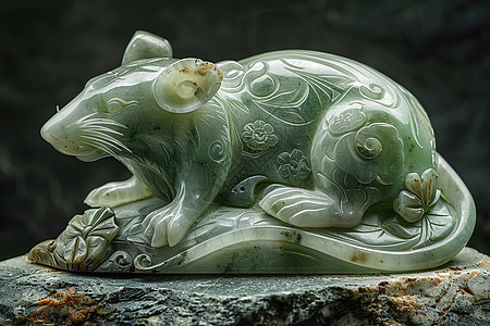 绿色的老鼠雕塑图片