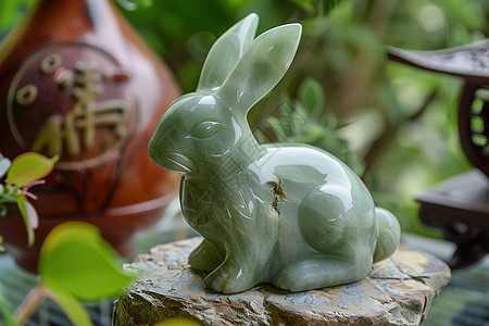 石头雕塑的兔子图片