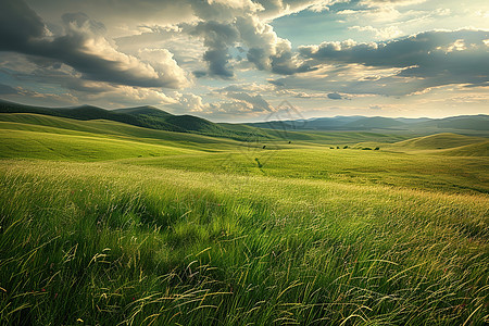 绿草丘陵美丽的风景图片
