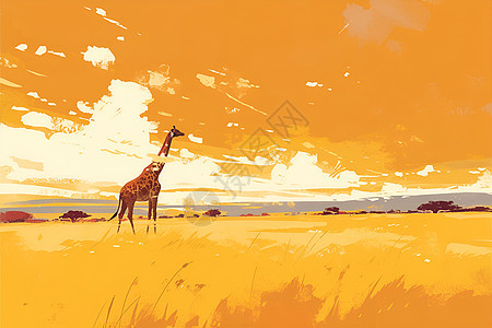 大草原上的长颈鹿图片